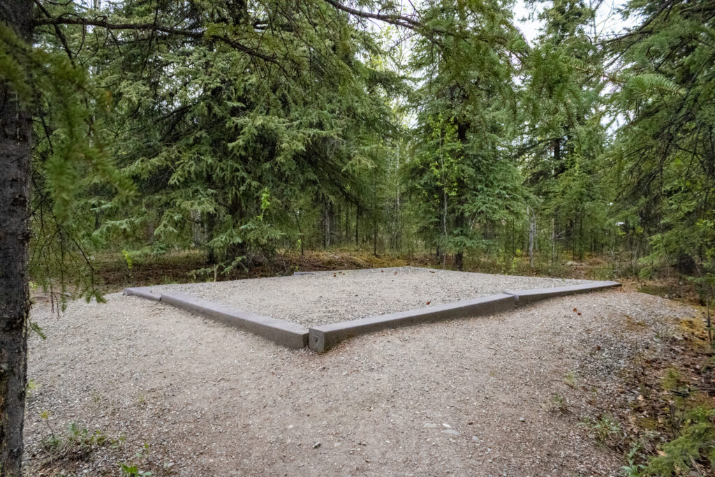 A tent pad provided at each campsite in Denali National Park