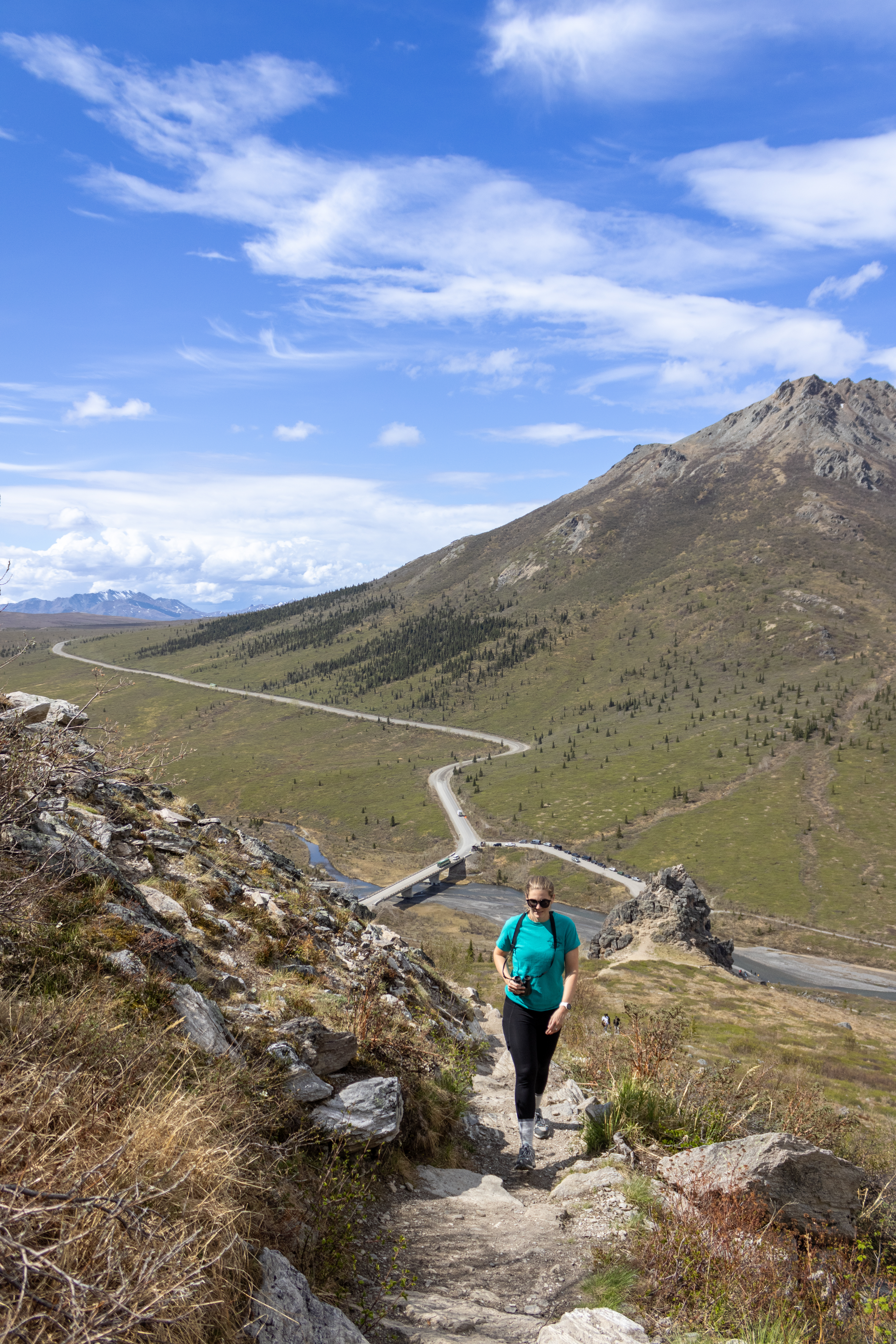 A photo of me hiking up the steep incline on the Savage Alpine Trail