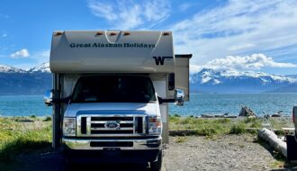 Our RV rental parked at the Homer Spit Campground