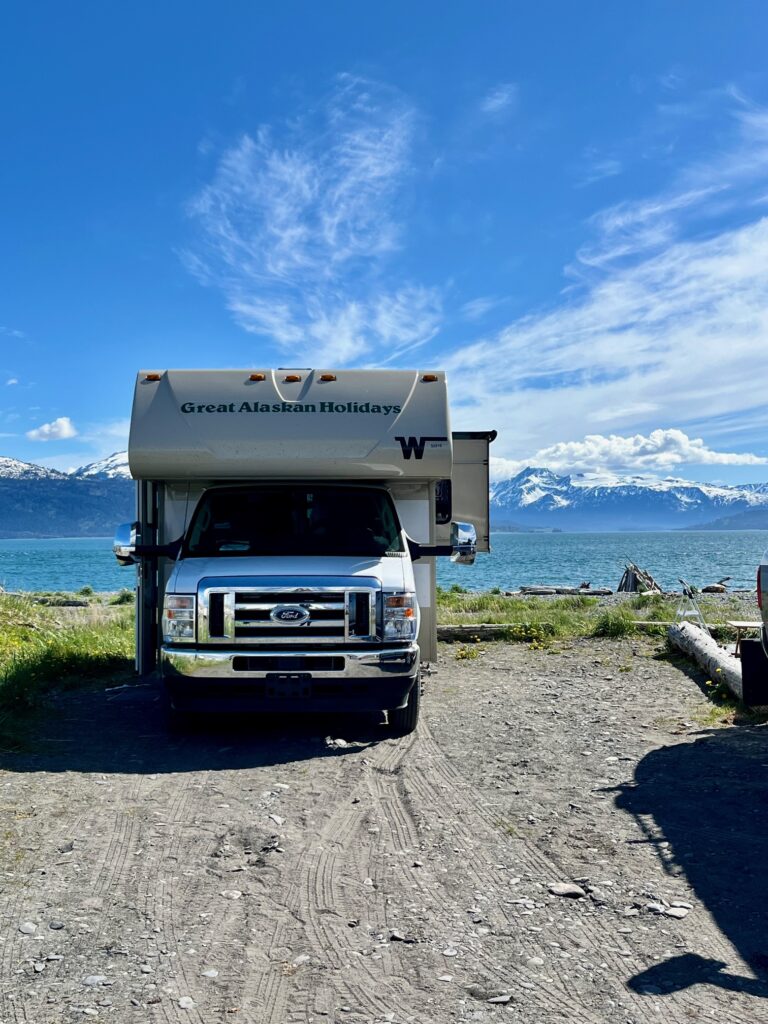 Our RV rental parked at the Homer Spit Campground