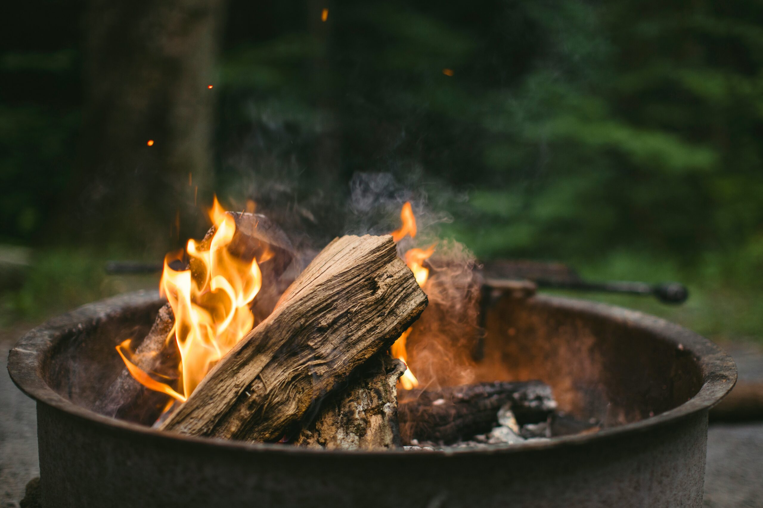 Campfire in a fire pit